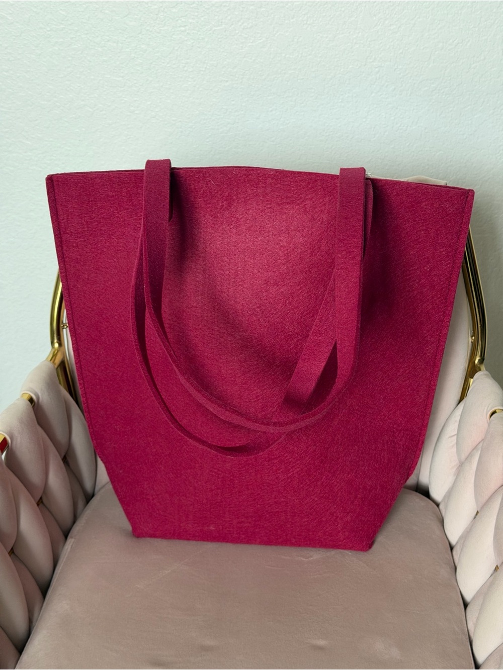 NWT Bath & Body Works Deep Pink Felt Tote - Picture 8 of 16